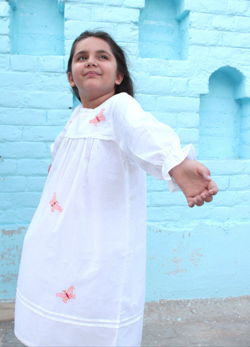 Full sleeves Night Dress Butterflies